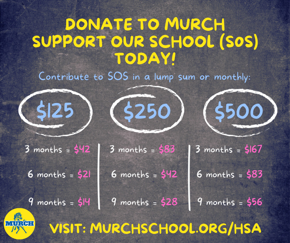 This chart shows examples of monthly installments for different contribution amounts to the Murch SOS campaign.